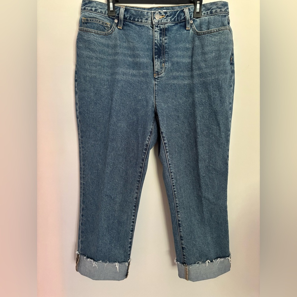 Lands End High Rise Straight Cuffed Crop Jean